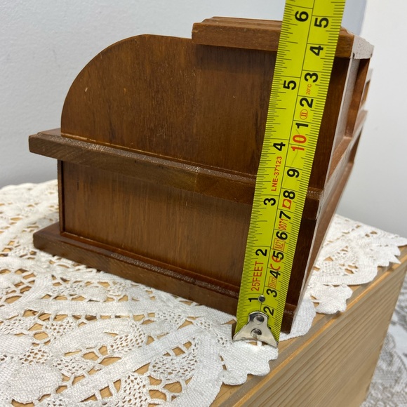 Vintage Wooden Roll-top Desk Jewelry Box Valet - Picture 10 of 11